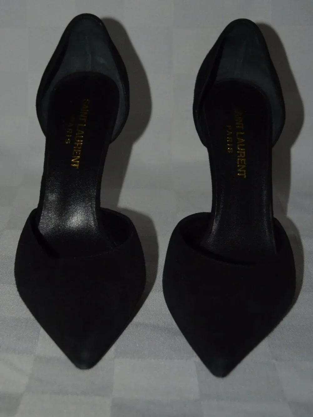 $1095 Sz 35.5 SAINT LAURENT D'Orsay Black Suede Pumps 4" Heels - Picture 3 of 7